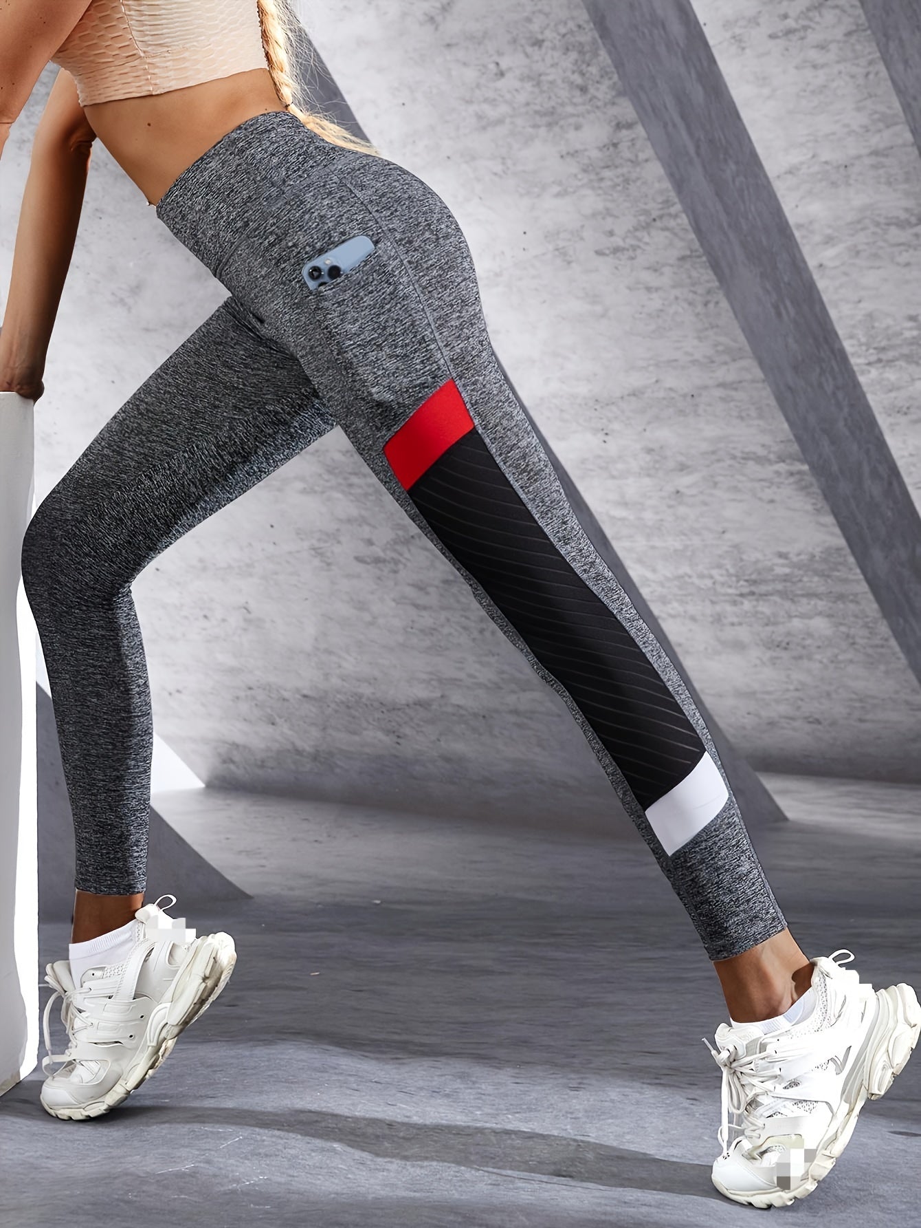Contrast Color Slimming Leggings, High Waist, Butt Lifting, Breathable