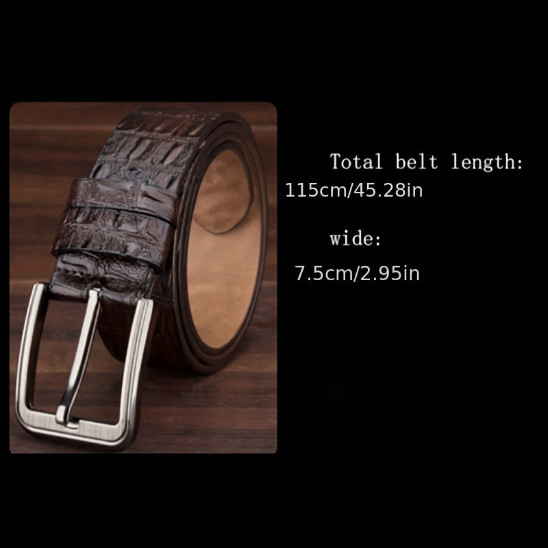 Leather Belt Men's Full Sheet Cowhide Cut Crocodile Pattern Men's Belt, Pin Buckle Genuine Leather Business Light Luxury Men's Pants Belt, Ideal choice for Gifts