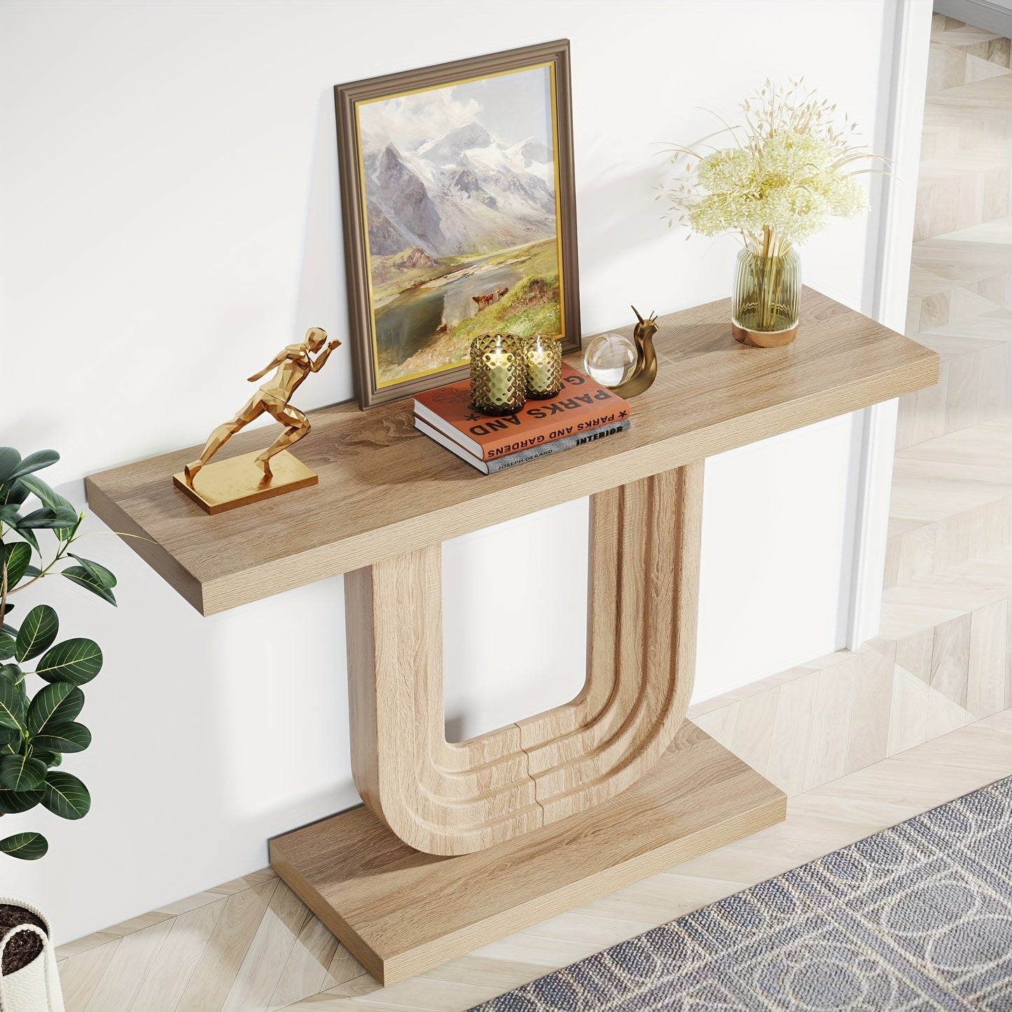 Geometric Farmhouse Entryway Table with Narrow Sofa Table, 39 Inch Hall Table for Living Room, Entryway, Office and Hallway Decor