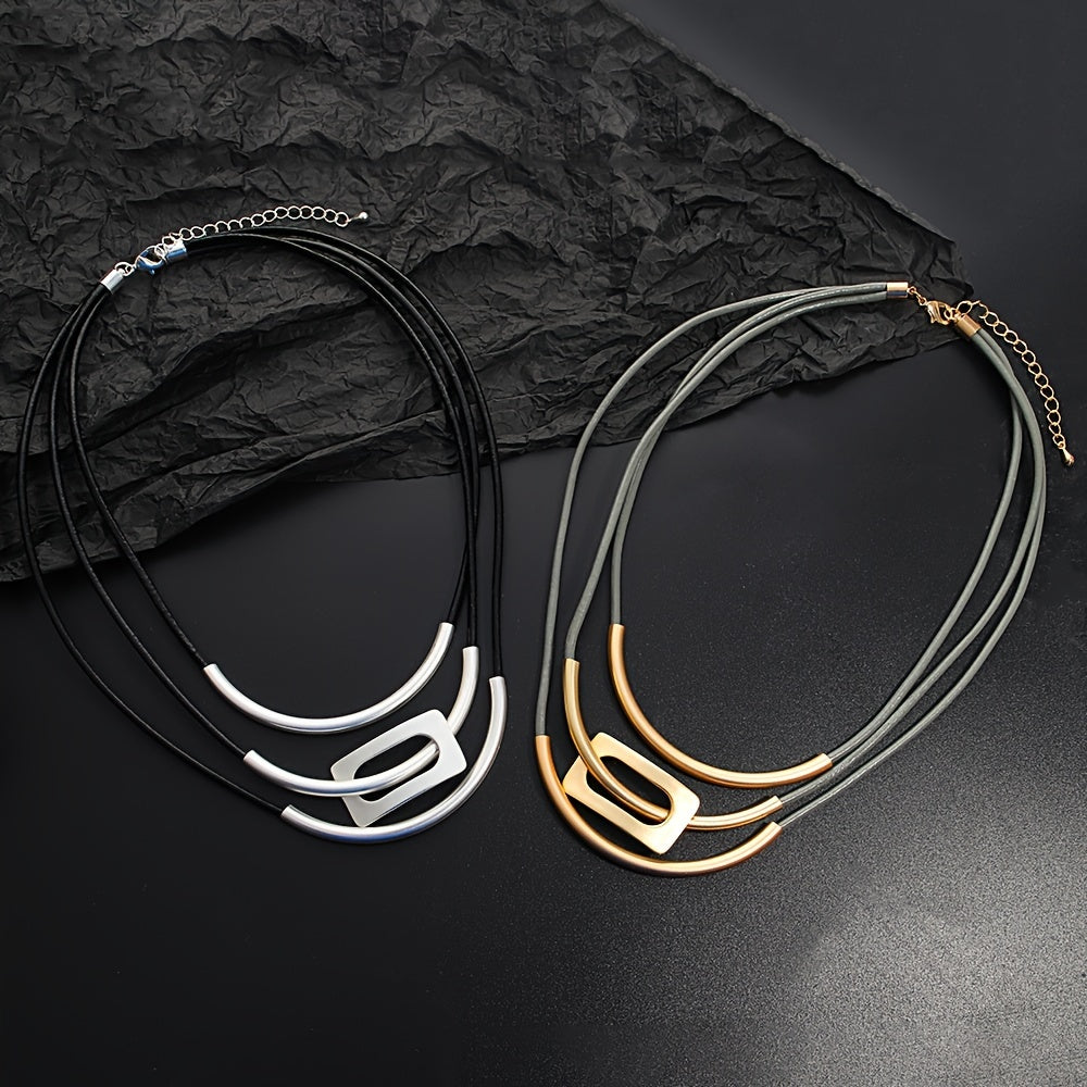 Boho-Chic Handcrafted Multi-Layer Faux Leather Necklace