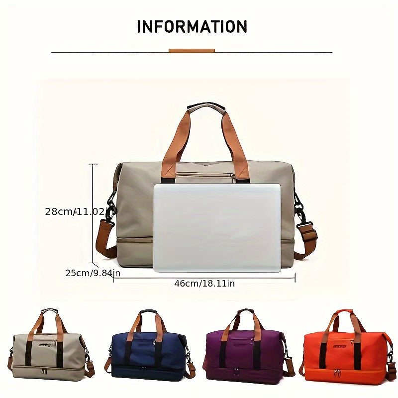 Large Capacity Travel Duffel Bag, Lightweight, Zipper Closure, Shoulder Strap