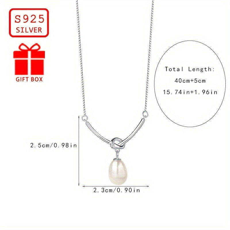 Elegant 925 Sterling Silvery Freshwater Pearl Necklace for Women - Hypoallergenic, Perfect for Everyday & Party Wear