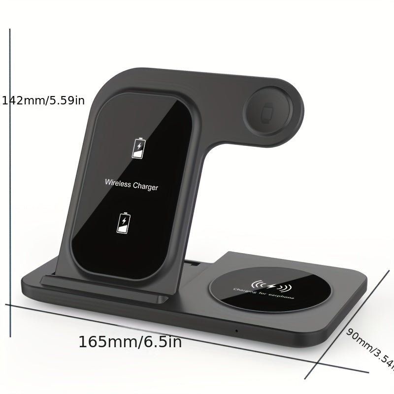 New 3-in-1 Fast Wireless Charger Stand for iPhone, Apple Watch, and AirPods - Compatible with iPhone 14/13/12/11 Pro MINI MAX XS 8 Plus, Apple Watch Series 8/7/6/SE/5/4/3/2, and AirPods 3/2/Pro - Perfect for Home and Office Use - Great Gift Idea