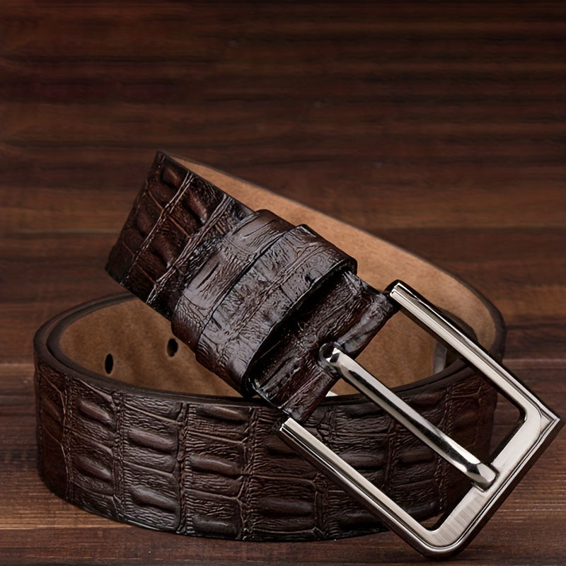 Leather Belt Men's Full Sheet Cowhide Cut Crocodile Pattern Men's Belt, Pin Buckle Genuine Leather Business Light Luxury Men's Pants Belt, Ideal choice for Gifts