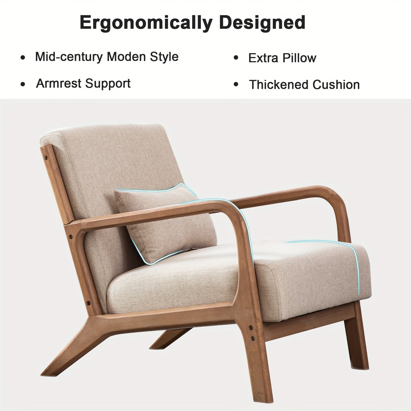 Modern Wooden Backrest Office Chair with Decorative Frame