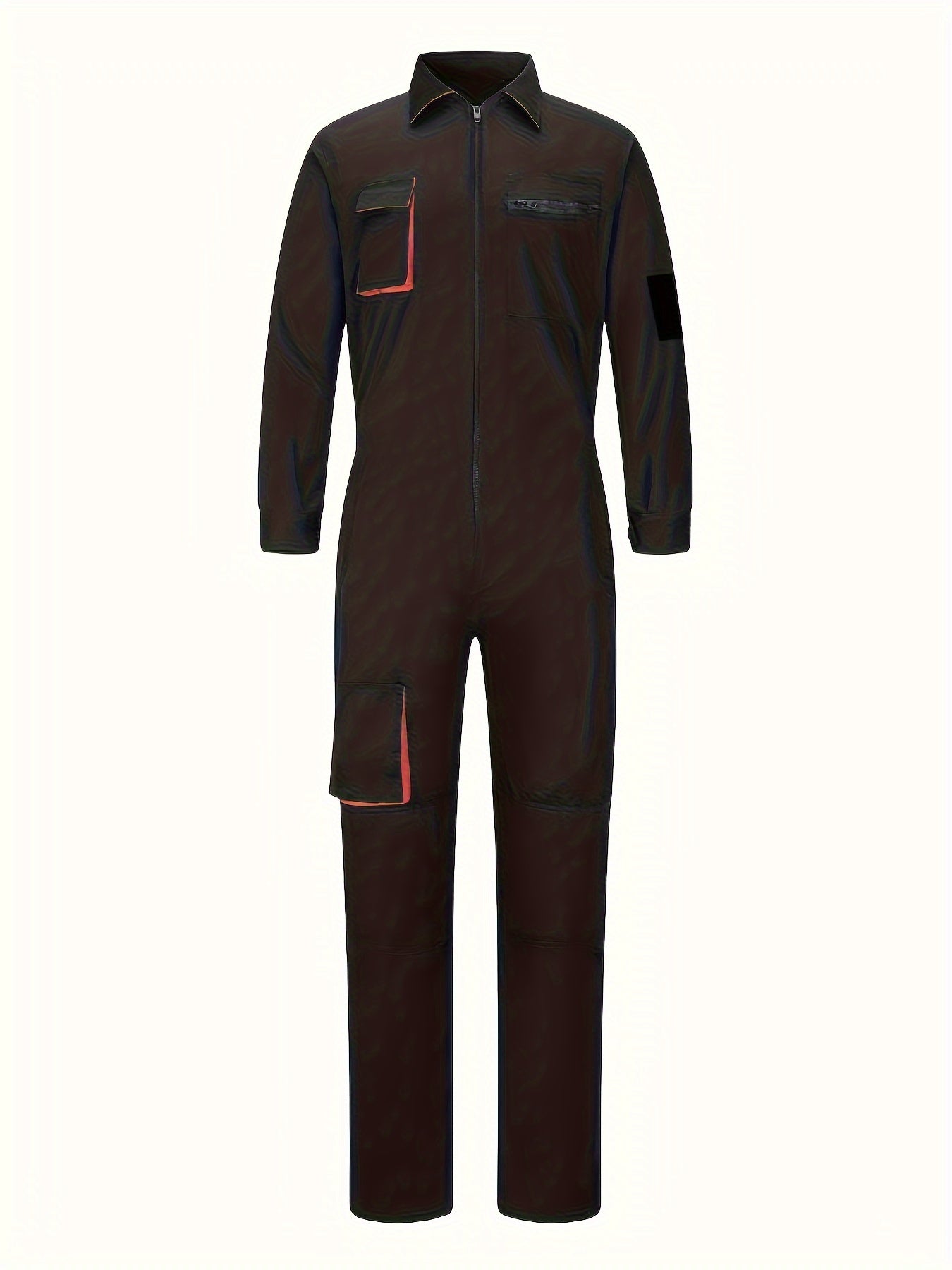 Durable Fashionable Men's Solid Work Overalls with Multi Pockets, Casual Jumpsuit for Outdoor Work