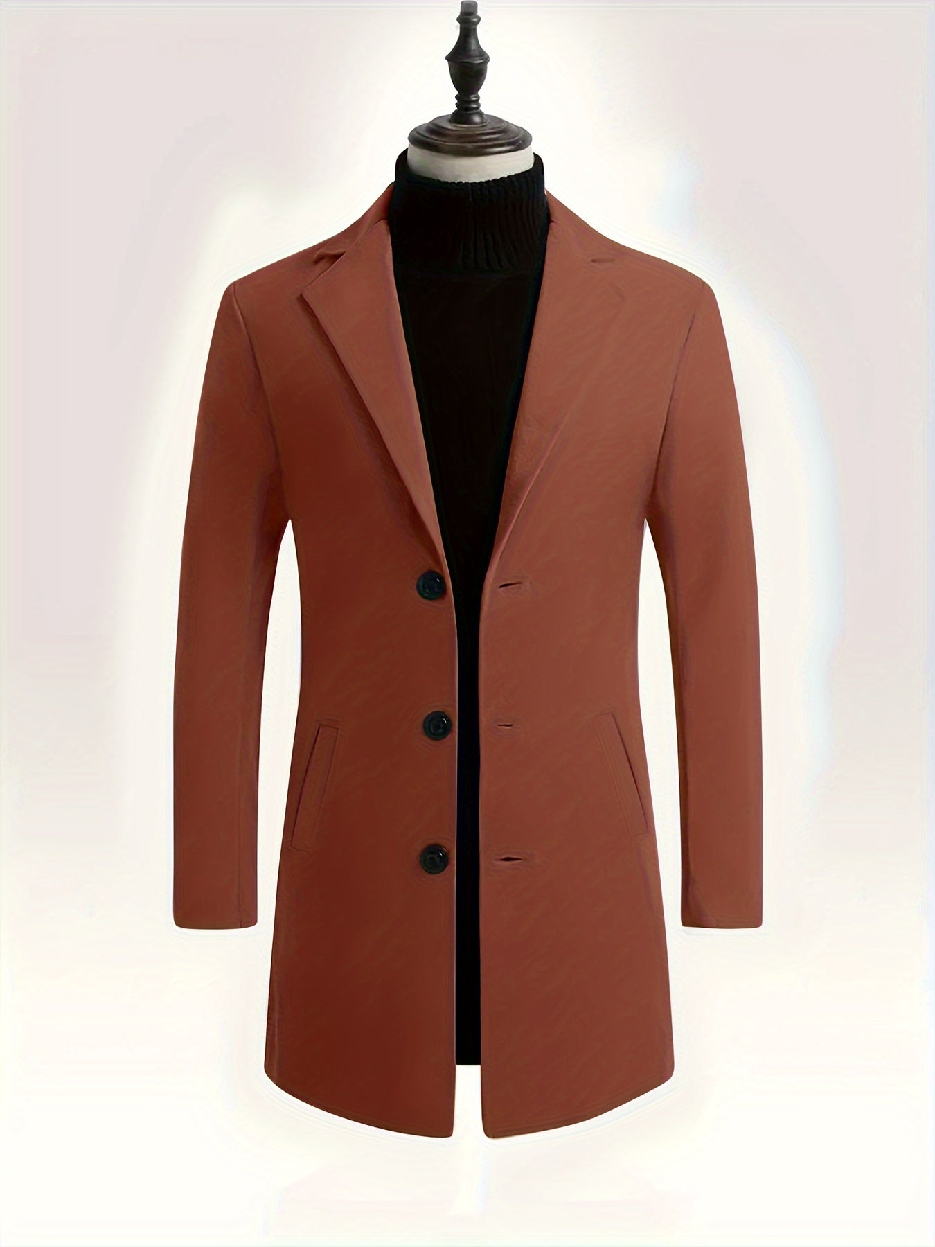 Men's Classic Windbreaker - Soft & Warm Pea Coat with Single-Breasted Buttons, Casual Lapel Collar for Fall/Winter