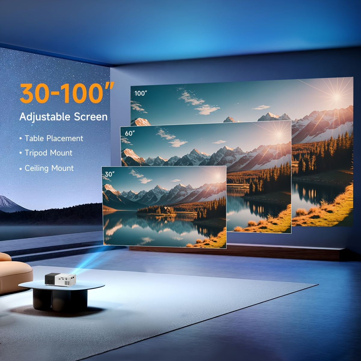 SGV Mini Projector, 2024 Upgraded 2000+ Lumen Brightness 100" Display LED Picture Video Portable Projector For Home Theater Movie & Outdoor Camping, And Office Use Compatible With HDTV, USB, AV Perfermence