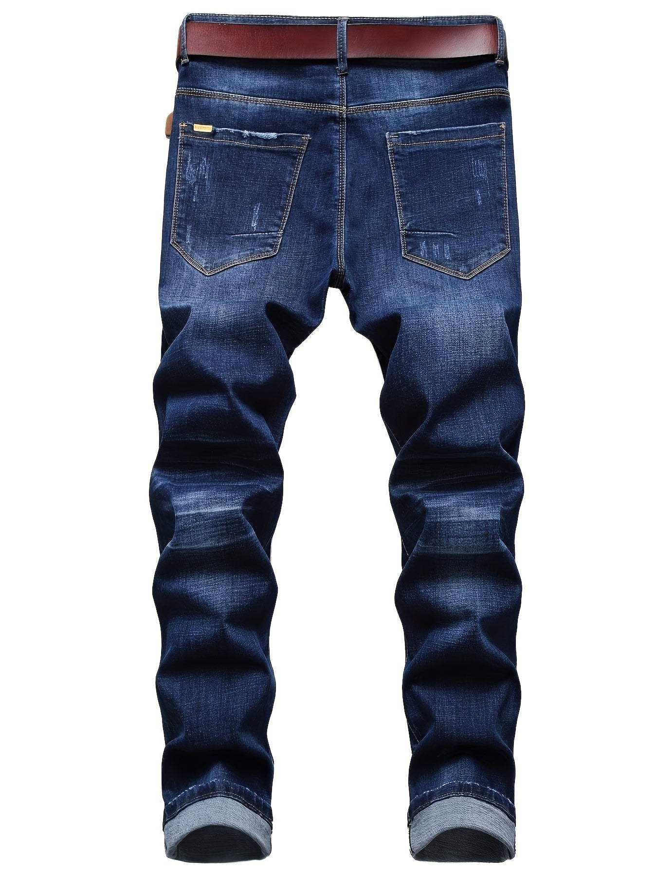 Slim Fit Jeans, Men's Casual Street Style Distressed Stretch Denim Pants