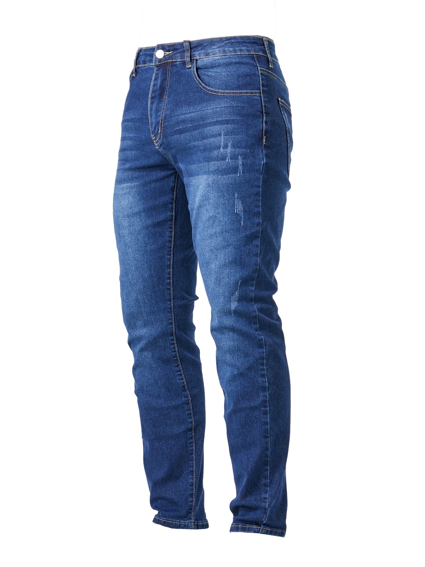 Men's Slim Fit High Stretch Distressed Denim Jeans - Casual Street Style for All Seasons
