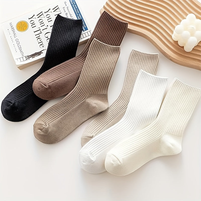 1 Pair, Autumn And Winter Style Mid-Tube Cotton Socks, Comfortable And Soft, Available in 6 Colors