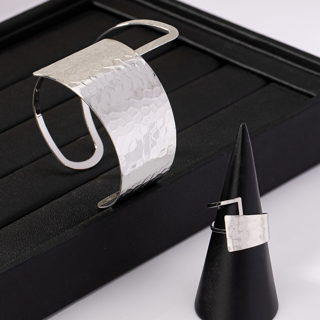 2pcs Bohemian Chic Cuff Bracelet and Ring Set