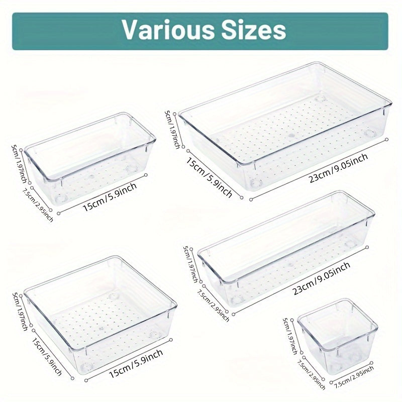 4/6/7/8/9/10/13/16/21/25/27/28/37pcs Clear Drawer Storage Box Set, Plastic Makeup Storage Box For Skincare Makeup And Sundries, Large Capacity Makeup Organizer, Multi-functional Makeup Storage Organizer, Makeup Organizer