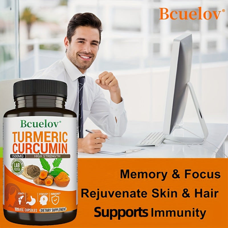 Turmeric Curcumin Supplement 1500mg With Black Pepper For Best Absorption Natural Joint Support - 120 Capsules