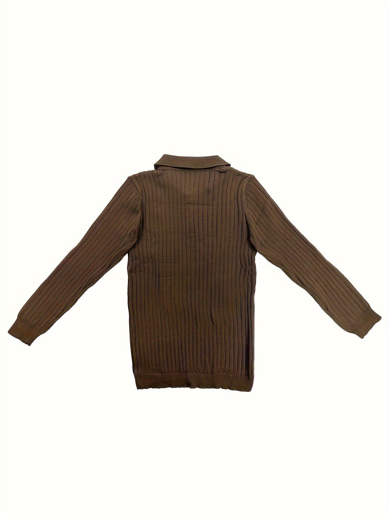 European And American Fashion Men's Simple Caramel Color Long-sleeved Button-down Polo Shirt Konno Toki