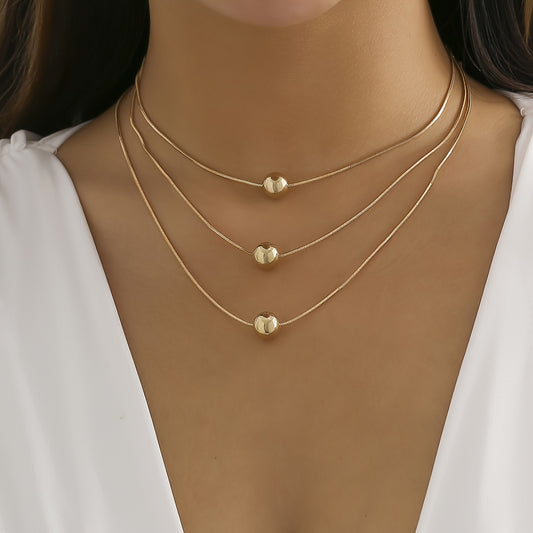 Women's Retro Round Beads Multi-layer Necklace