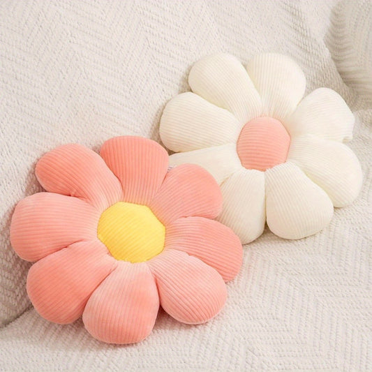 2pcs Daisy Flower Throw Pillows - Pink & White, Soft Velvet Cushions for Bedroom, Sofa, and Chair Decor