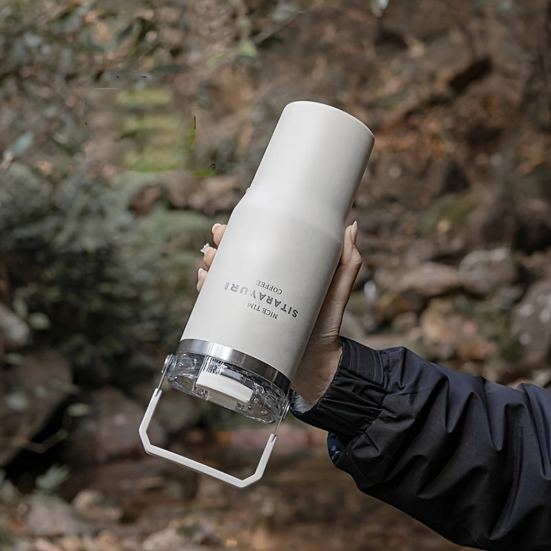 Stainless Steel Insulated Water Bottle with Straw and Handle - Pastel Colors, Large Capacity 30.43oz Vacuum Flask for Outdoor, Travel, Adventure, School - Hand Wash Only