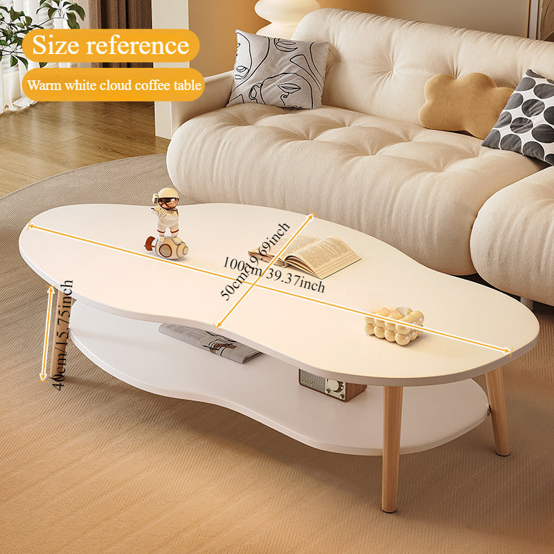 Versatile Double-Layer Coffee Table - Modern Wooden Design for Office, Living Room, Bedroom, or Balcony Storage & Organization