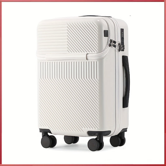 Versatile Luggage Airline Approved Boarding Case With Front Pocket, Water Cup Holder, TSA Lock, Durable, Quiet Universal Wheels, Telescopic Pull Rod, USB Charging Port, Sturdy Travel Carry-on Suitcase, Hard Shell Trolley Travel Case 1pc 20/26inch