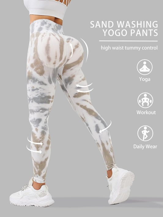 Tie-Dye High-Waisted Butt Lifting Yoga Pants for Women