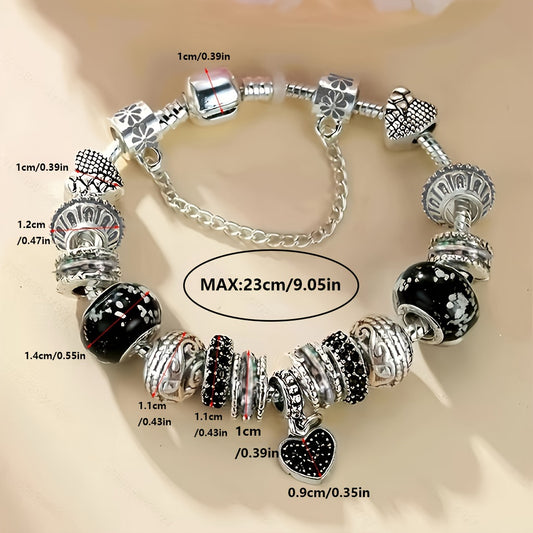 Vintage Charm Bracelet with Heart Pendant