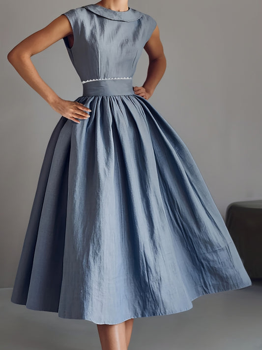 French-Style Vintage Rayon Dress for Women, Unique Design with Lace Patchwork and Waistband for a Look, Everyday Dress, Casual Wear, Aline Dress, Lightweight Fabric, Women’S Dress, Elegant Dress, Fashion Women Konno Toki