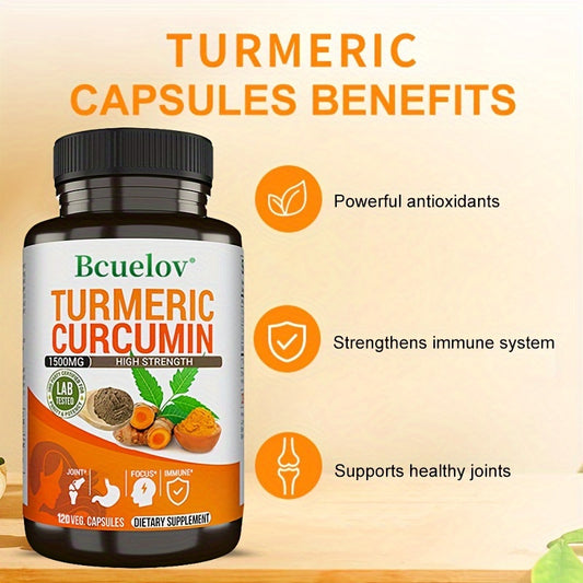 Turmeric Curcumin Supplement 1500mg With Black Pepper For Best Absorption Natural Joint Support - 120 Capsules