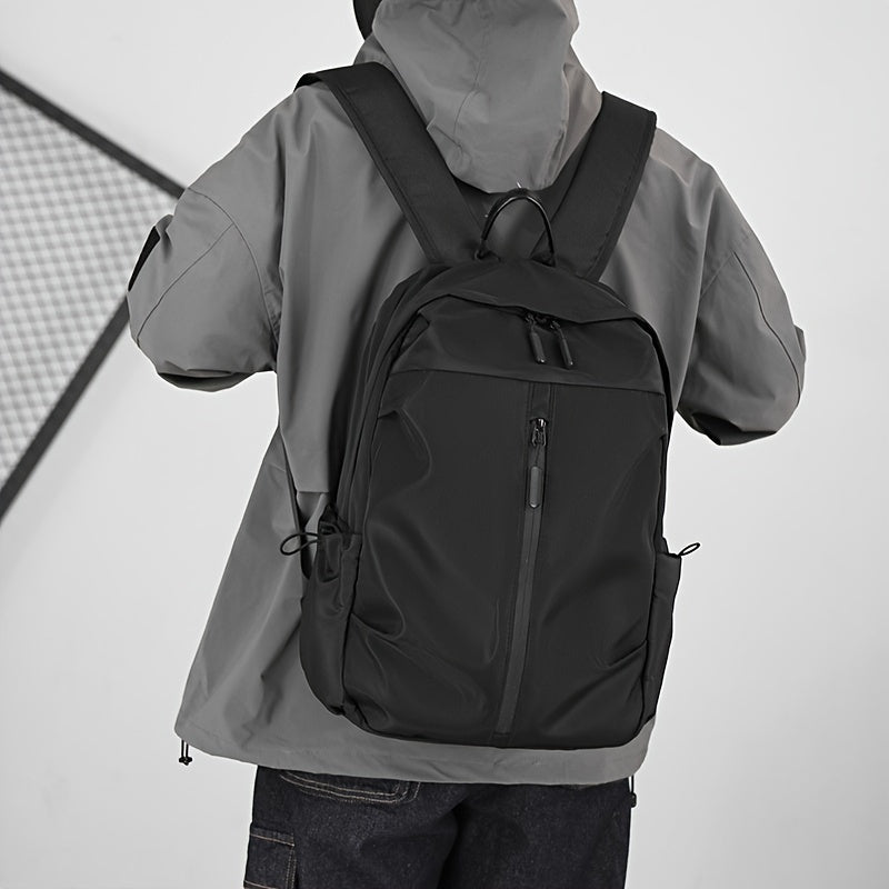 Waterproof Oxford Casual Backpack, Stylish Solid Color, Simple Multifunctional Daypack with Large Capacity, Zippered Design, Adjustable Shoulder Straps, Polyester Lined