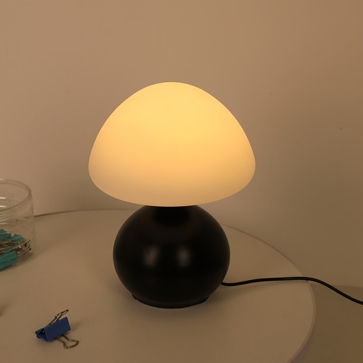 1pc Nordic Mushroom Table Lamp with USB Charging, 3-Tone Ambient Light, Dimmable Switch, for Living Room, Bedroom, Office, Dorm