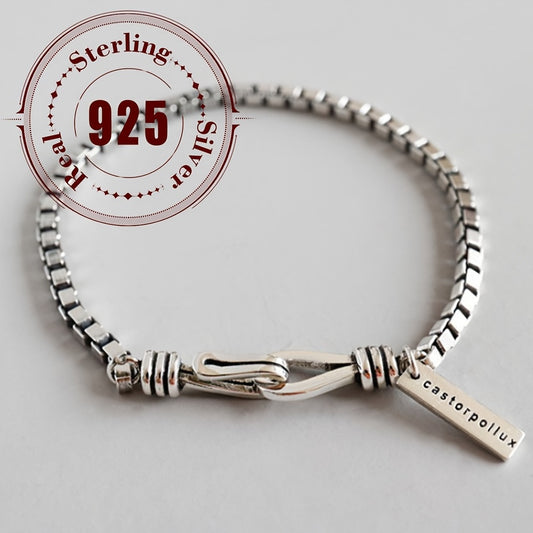 925 Sterling Silver Vintage Box Chain Cross Bracelet - Perfect for Everyday & Party Wear, Lightweight