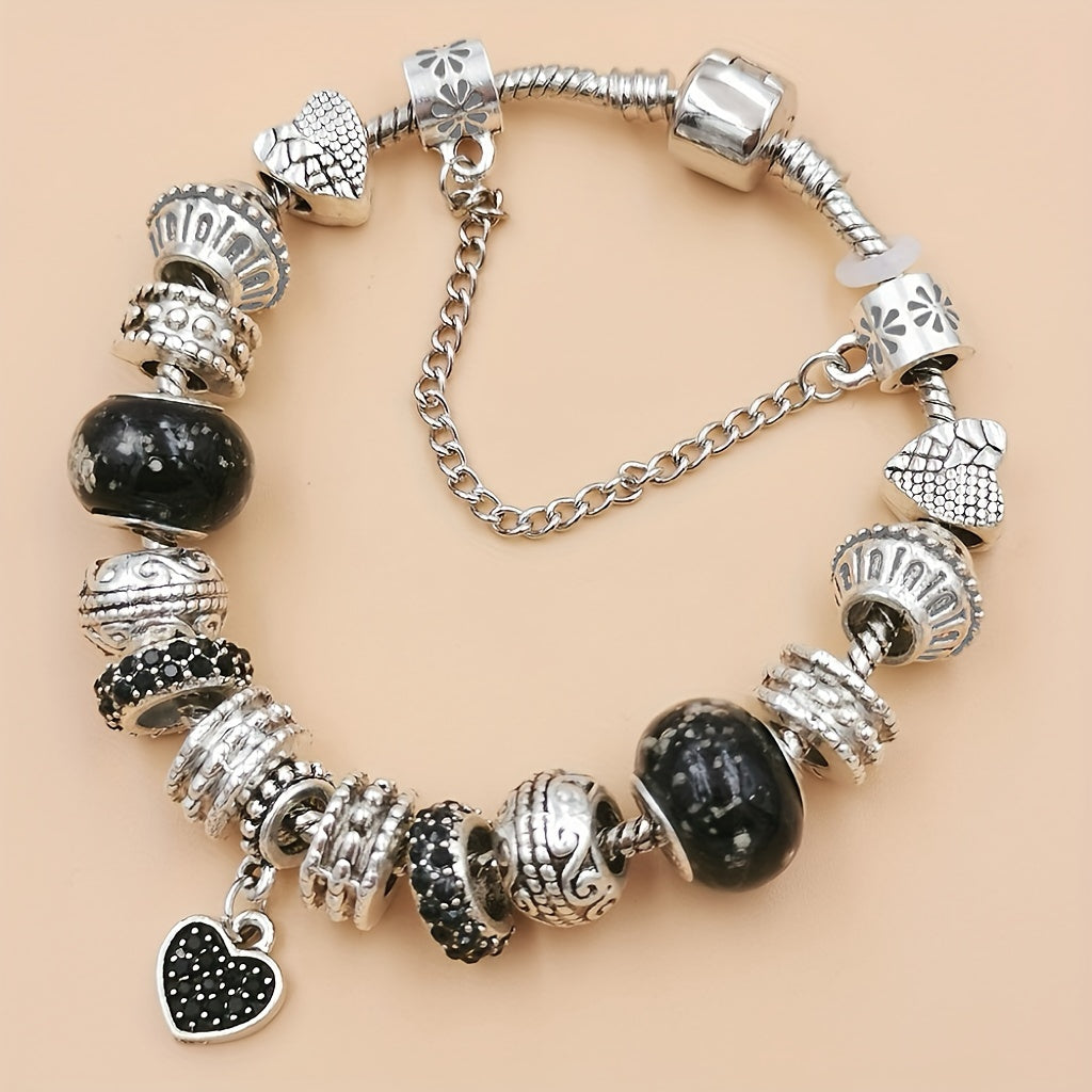 Vintage Charm Bracelet with Heart Pendant