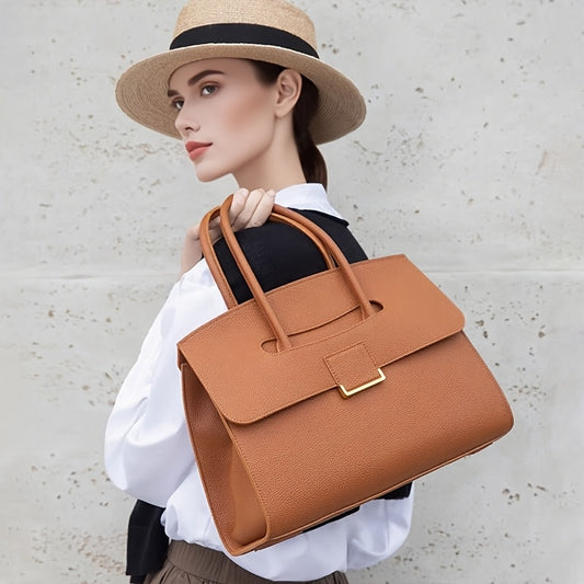 Womens Fashion Tote Bag | Large Genuine Leather Handbag, Vintage Shoulder Purse, Ladies Working Satchels, Briefcase, Adjustable Strap, Lock Closure, Lining, Available in, Orange-Red, Grey Konno Toki