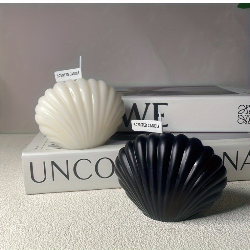 Valentine's Day Soy Wax Aromatherapy Candle, Single-Wick Shell-Shaped Tumbler with Bow Embellishment - Stand-up Scallop Design for Romantic Atmosphere