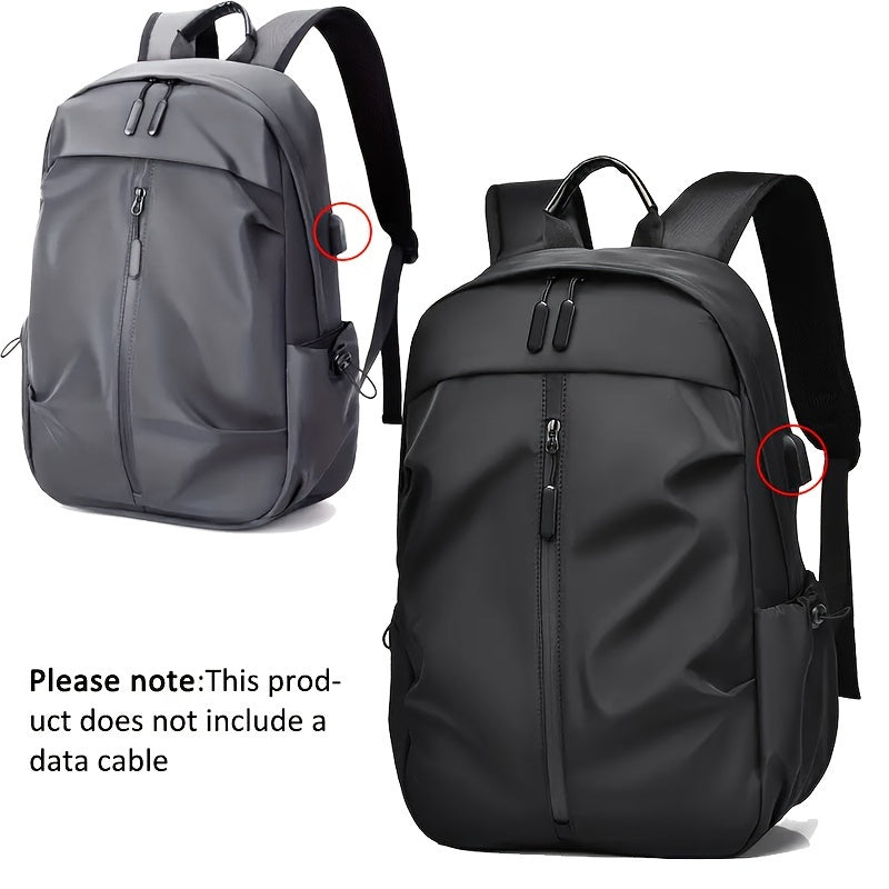 Waterproof Oxford Casual Backpack, Stylish Solid Color, Simple Multifunctional Daypack with Large Capacity, Zippered Design, Adjustable Shoulder Straps, Polyester Lined