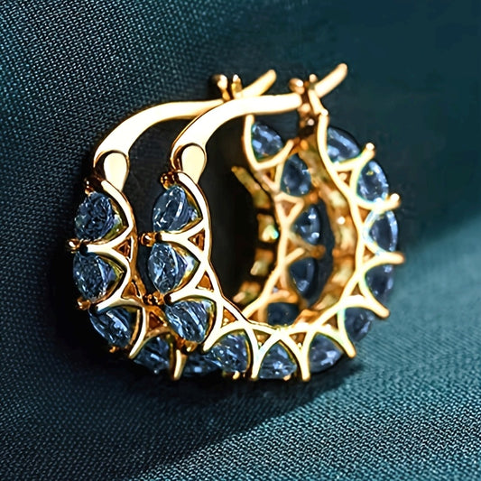 Elegant Zirconia-studded Circular Hoop Earrings For Ladies, Suitable For Engagement Parties, Banquets, And Daily Wear As Fashionable Jewelry. Konno Toki