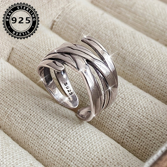 925 Sterling Silver Multi-layered Women's Ring With Gift Box