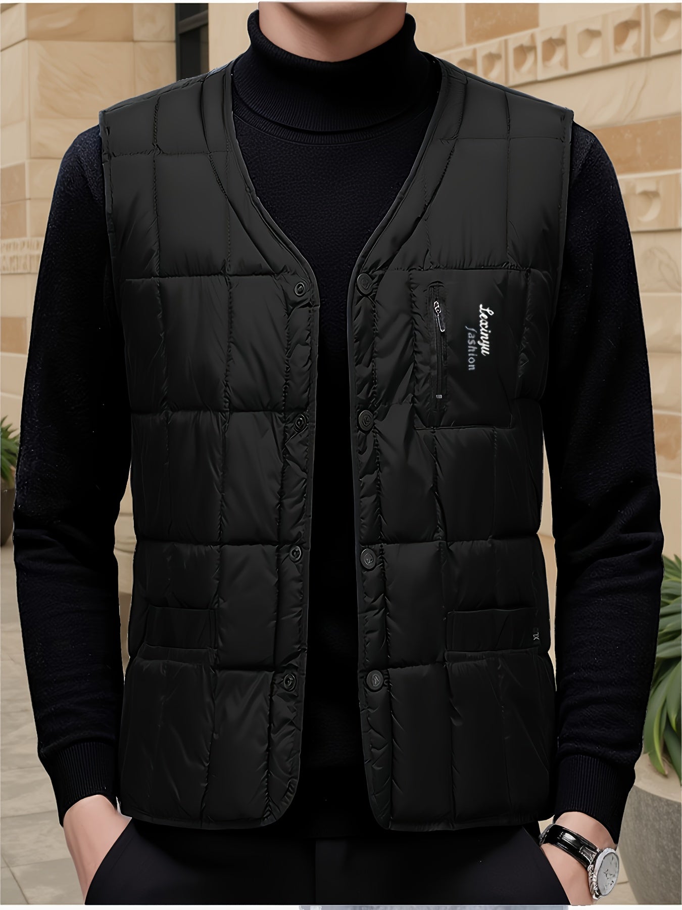 Elson OBM Men'S Warm Vest - 100% Polyester Sleeveless Layering Piece for Outdoor Casual Wear Konno Toki
