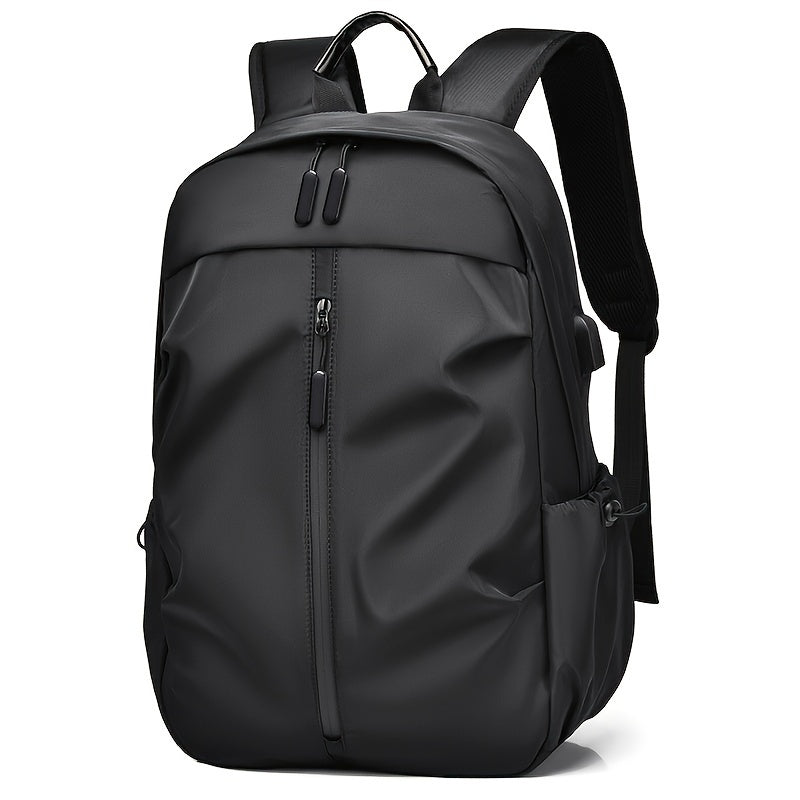 Waterproof Oxford Casual Backpack, Stylish Solid Color, Simple Multifunctional Daypack with Large Capacity, Zippered Design, Adjustable Shoulder Straps, Polyester Lined