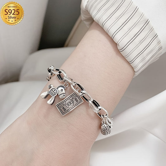 925 Sterling Silver High Quality Women's Vintage "Wealth Is Coming" Bracelet