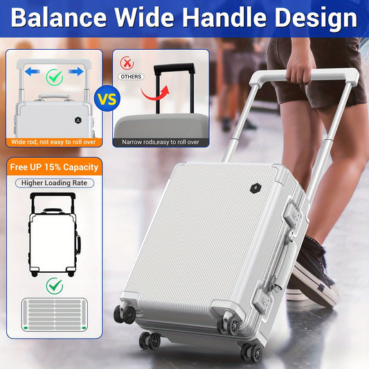 Fashion Carry-on Luggage 20 Inch, Wide Handle Pull Rod Airline Approved Aluminum Framed Travel Suitcase, Graceful Lines Design You'll Be The Focus In A Second Konno Toki