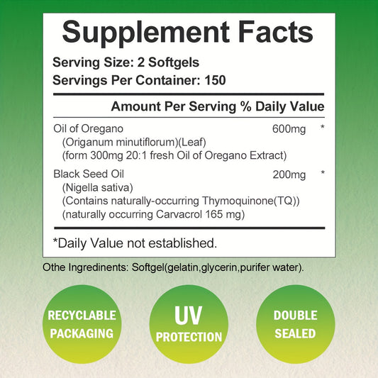 300 Counts Micro Ingredients Oregano Oil Softgels 6000mg Per Serving, 2 In 1 Formulated With Black Seed Oil, Your Wellness Routine
