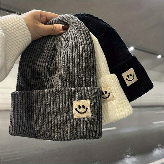 Solid Color Knit Beanie - Windproof & Warm, Perfect for Outdoor Activities, Machine Washable