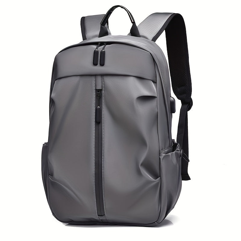 Waterproof Oxford Casual Backpack, Stylish Solid Color, Simple Multifunctional Daypack with Large Capacity, Zippered Design, Adjustable Shoulder Straps, Polyester Lined