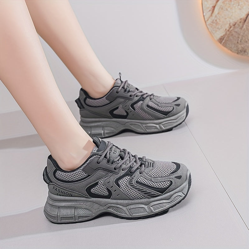 Women's Sneakers - Breathable Mesh, Cushioned Support, Versatile Streetwear Dad Shoes with Thick Sole for Casual Wear
