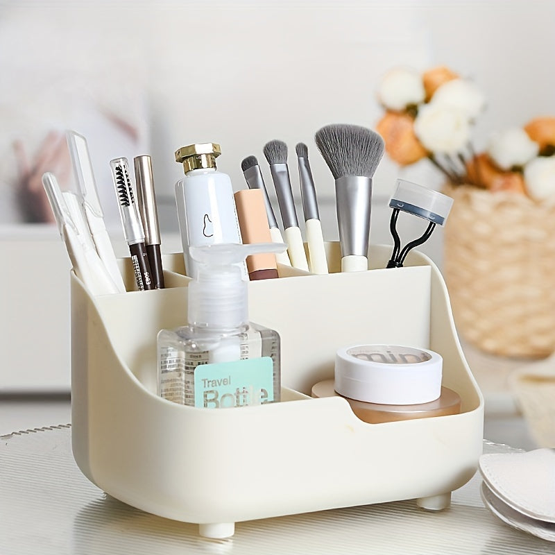 [Hot Selling] Versatile Vanity Organizer for Makeup & Skincare - Portable Plastic Storage Box for Bathroom, Bedroom, Office & Living Room