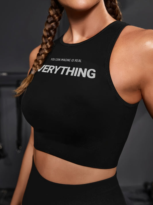 Women's Athletic Racerback Tank Top, Sleeveless, Crop, Quick-Dry, Stretch Fabric
