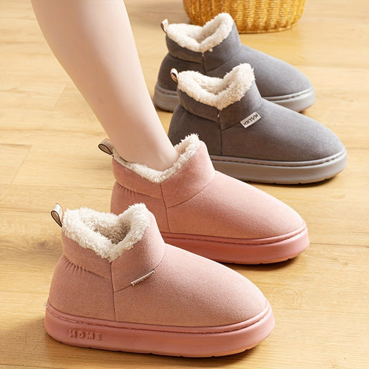 Women's Comfortable ankle Bootie - Casual Winter Footwear with Thick EVA Sole, Cozy Flannel Lined Round Toe Boots, Hand Washable Solid Color with Non-Slip Tread