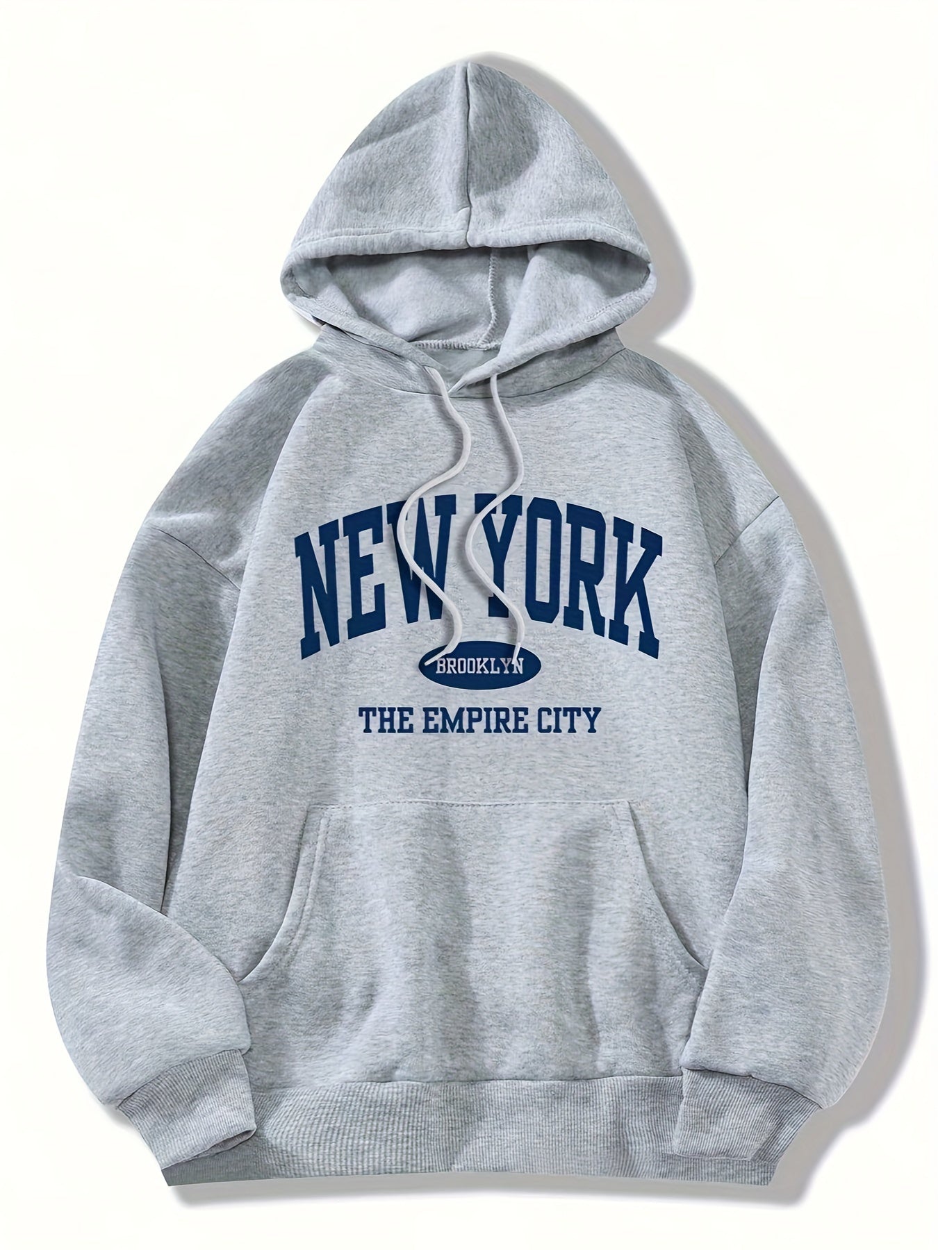 Women's Letter Print Drawstring Hoodie, Casual Fleece Sweatshirt for Winter & Fall