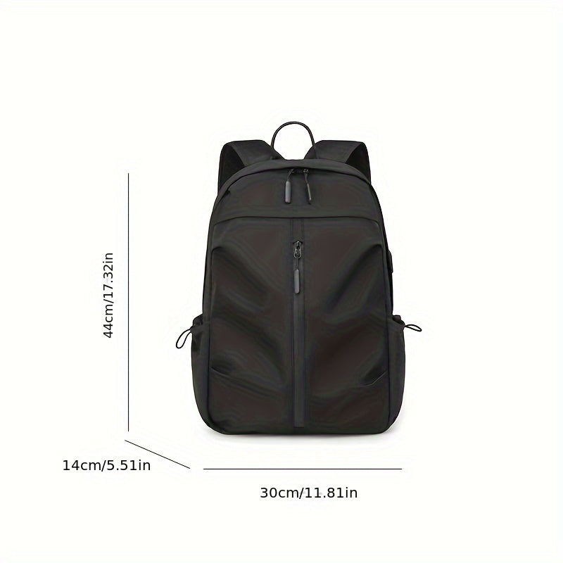 Waterproof Oxford Casual Backpack, Stylish Solid Color, Simple Multifunctional Daypack with Large Capacity, Zippered Design, Adjustable Shoulder Straps, Polyester Lined